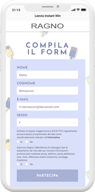 compila il form istant win